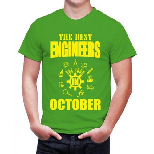 Men's Round Neck Cotton Half Sleeved T-Shirt With Printed Graphics - Best Engineers October
