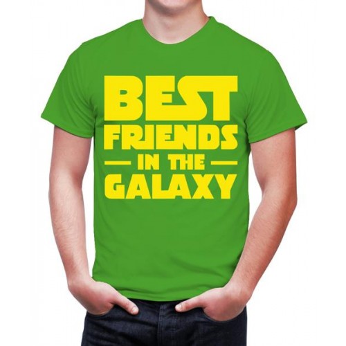 Men's Round Neck Cotton Half Sleeved T-Shirt With Printed Graphics - Best Friend Galaxy