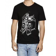 Men's Round Neck Cotton Half Sleeved T-Shirt With Printed Graphics - Boom Box Music