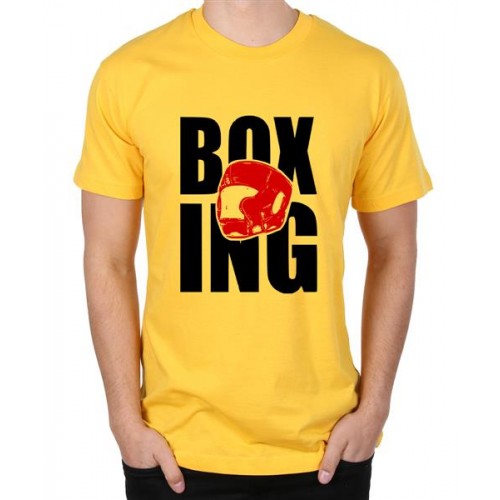 Men's Round Neck Cotton Half Sleeved T-Shirt With Printed Graphics - Boxing Fighter