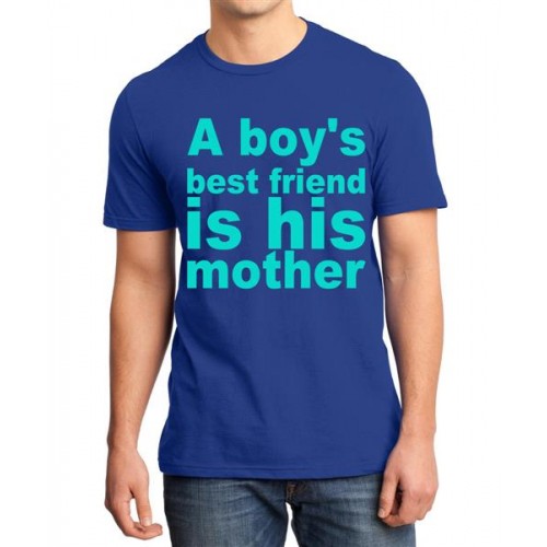 Men's Round Neck Cotton Half Sleeved T-Shirt With Printed Graphics - Boys Best Friend Mother