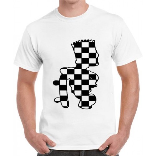 Men's Round Neck Cotton Half Sleeved T-Shirt With Printed Graphics - CHESS MAN