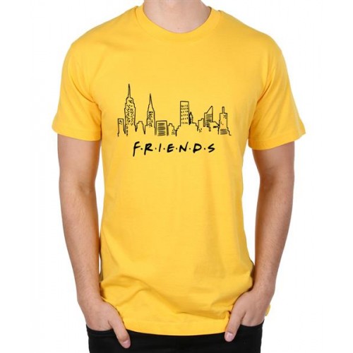 Men's Round Neck Cotton Half Sleeved T-Shirt With Printed Graphics - City Friends
