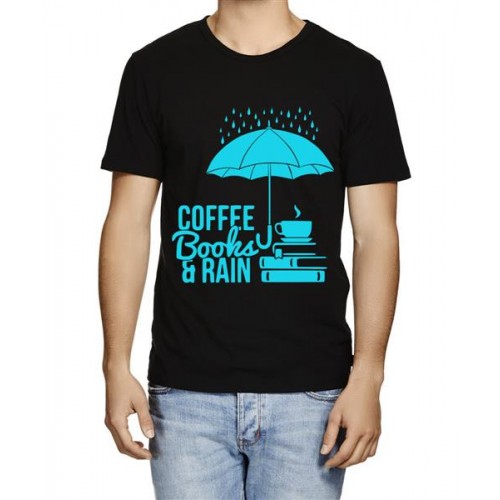 Coffee Books And Rain Graphic Printed T-shirt