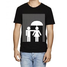 Couple in Umbrella Graphic Printed T-shirt