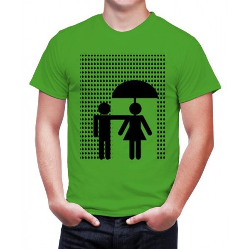 Couple in Umbrella Graphic Printed T-shirt