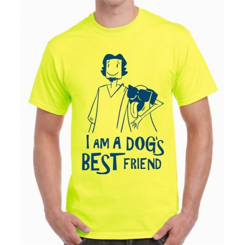 Men's Round Neck Cotton Half Sleeved T-Shirt With Printed Graphics - Dogs Best Friend