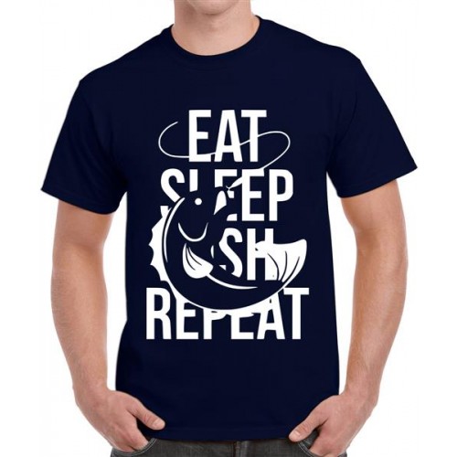 Eat Sleep Fish Repeat Graphic Printed T-shirt