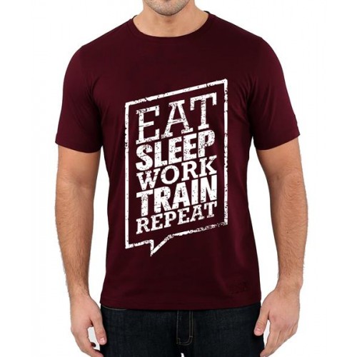 Eat Sleep Work Train Repeat Graphic Printed T-shirt