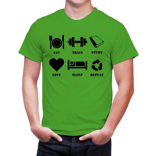 Eat Train Study Love Sleep Repeat Graphic Printed T-shirt