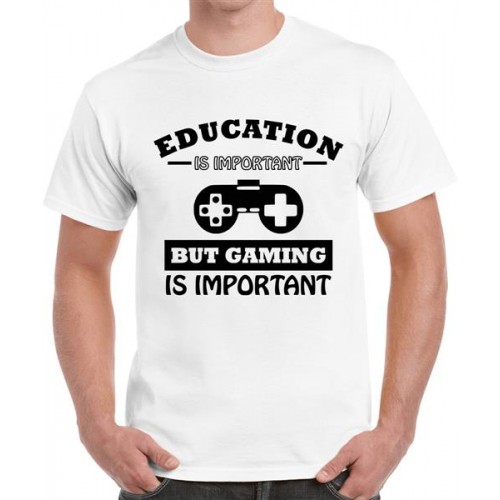 Education Is Important But Gaming Is Important Graphic Printed T-shirt