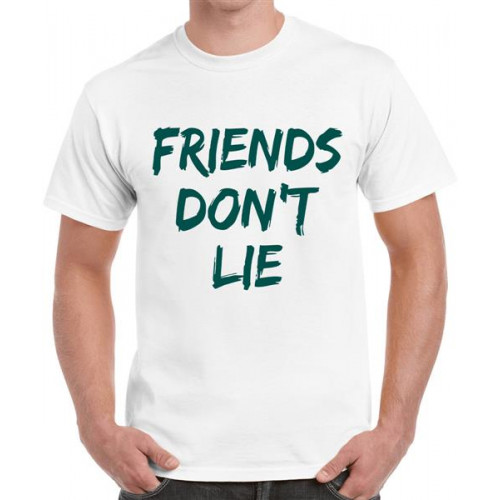 Men's Round Neck Cotton Half Sleeved T-Shirt With Printed Graphics - Friends Don't Lie