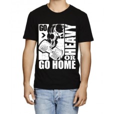 Men's Round Neck Cotton Half Sleeved T-Shirt With Printed Graphics - Go Heavy Home