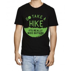 Men's Round Neck Cotton Half Sleeved T-Shirt With Printed Graphics - Go Take A Hike