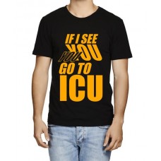 Men's Round Neck Cotton Half Sleeved T-Shirt With Printed Graphics - Go To ICU