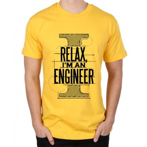Men's Round Neck Cotton Half Sleeved T-Shirt With Printed Graphics - I Relax Engineer
