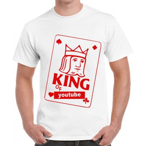 Men's Round Neck Cotton Half Sleeved T-Shirt With Printed Graphics - King Of Youtube