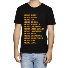More Sleep More Music More Tea Graphic Printed T-shirt