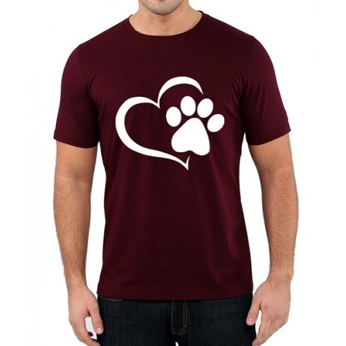 Cute I Love My Dog Puppy Cat Paw Heart Graphic Printed T-shirt