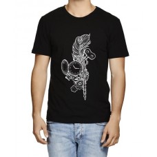 Pocket Watch With Feather Graphic Printed T-shirt