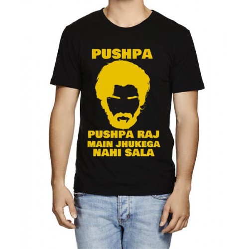 Men's Round Neck Cotton Half Sleeved T-Shirt With Printed Graphics - Pushpa Nahi