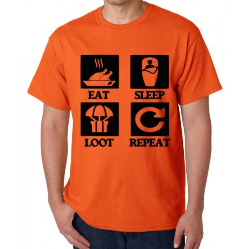 Eat Sleep Loot Repeat Graphic Printed T-shirt