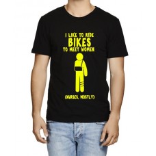 I Like To Ride Bikes To Meet Women Nurses Mostly Graphic Printed T-shirt