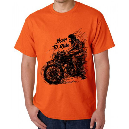 Men's Round Neck Cotton Half Sleeved T-Shirt With Printed Graphics - Ride Born