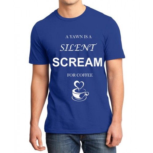 A Yawn Is A Silent Scream For Coffee Graphic Printed T-shirt