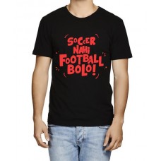 Men's Round Neck Cotton Half Sleeved T-Shirt With Printed Graphics - Soccer Nahi Football Bolo