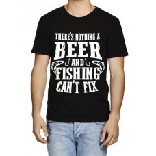 There's Nothing A Beer And Fishing Can't Fix Graphic Printed T-shirt