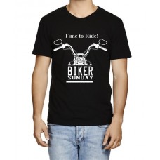 Time To Ride Biker Sunday Graphic Printed T-shirt