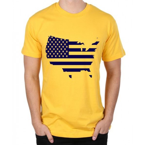 USA Map Flag Graphic Printed T-shirt