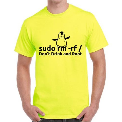 Sudo rm -rf Don't Drink And Root Penguin Graphic Printed T-shirt