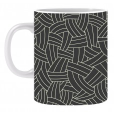 White lines Black Ceramic Printed Mug