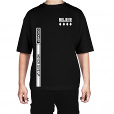 Men's Belive Never Graphic Printed Oversized T-shirt