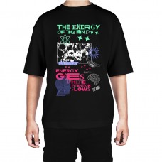 Men's Energy Goes Graphic Printed Oversized T-shirt