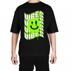 Men's Vibes Smile Graphic Printed Oversized T-shirt