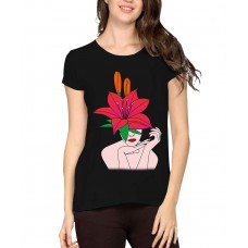 Flower Head Girl Graphic Printed T-shirt