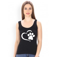 Cute I Love My Dog Puppy Cat Paw Heart Graphic Printed Tank Tops