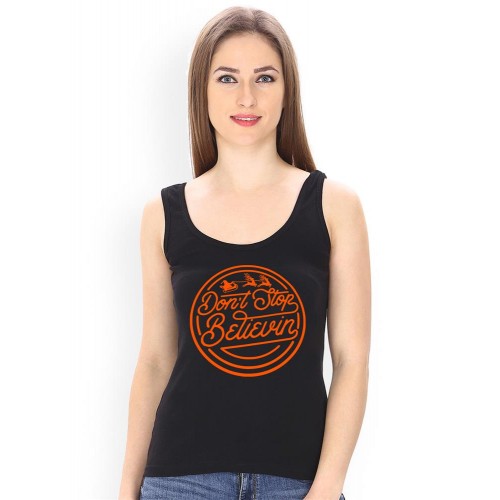Don't Stop Believin Graphic Printed Tank Tops