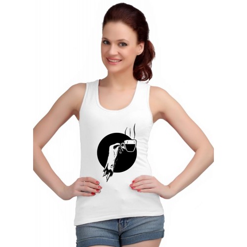 Hand With Coffee Graphic Printed Tank Tops
