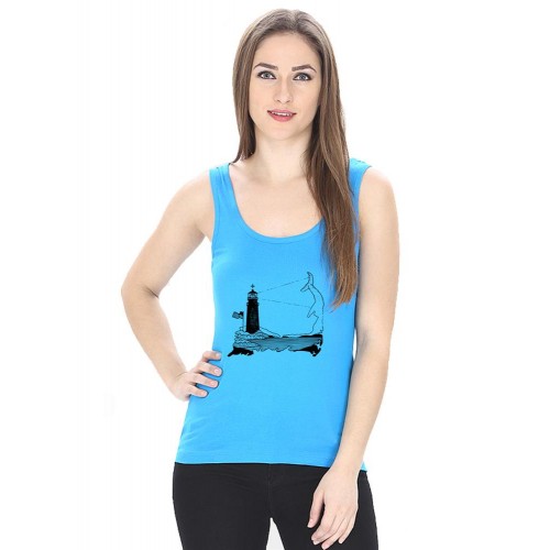 Lighthouse Fish Graphic Printed Tank Tops