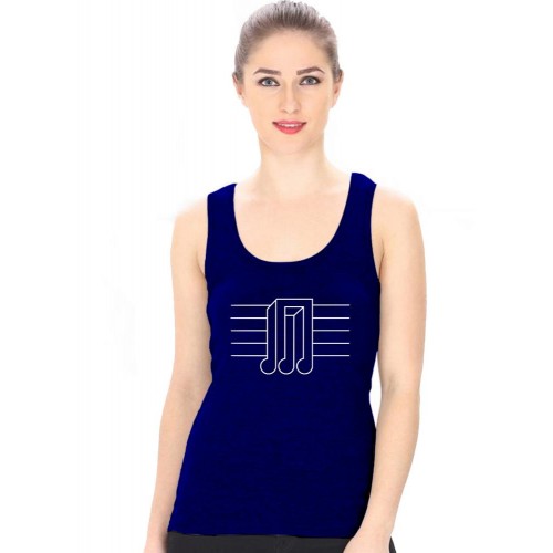 Music Line Graphic Printed Tank Tops