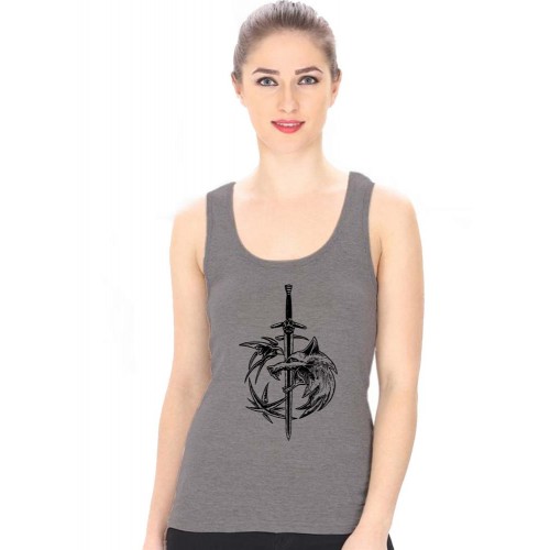Sword Witcher Graphic Printed Tank Tops