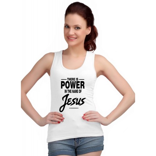 There Is Power In The Name Of Jesus Graphic Printed Tank Tops