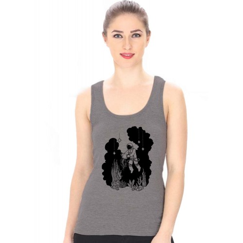 Under Water Astronaut Graphic Printed Tank Tops