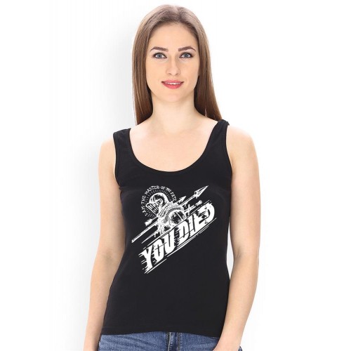 You Died Graphic Printed Tank Tops