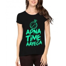 Caseria Women's Cotton Biowash Graphic Printed Half Sleeve T-Shirt - Apna Time Ayega