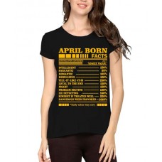 Women's Cotton Biowash Graphic Printed Half Sleeve T-Shirt - April Born Facts